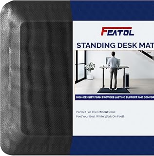 FEATOL Anti Fatigue Mat for Standing, 9/10 Extra Thick Ergonomic Standing Desk Mat, Comfort Memory Foam Standing Mat at Home,Office All Day (24" x 36", Black, 1PC)
