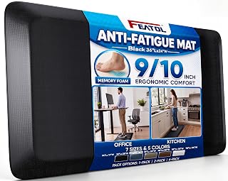 FEATOL Anti Fatigue Mat for Standing Desk &amp; Kitchen Floor, 9/10 Extra Thick