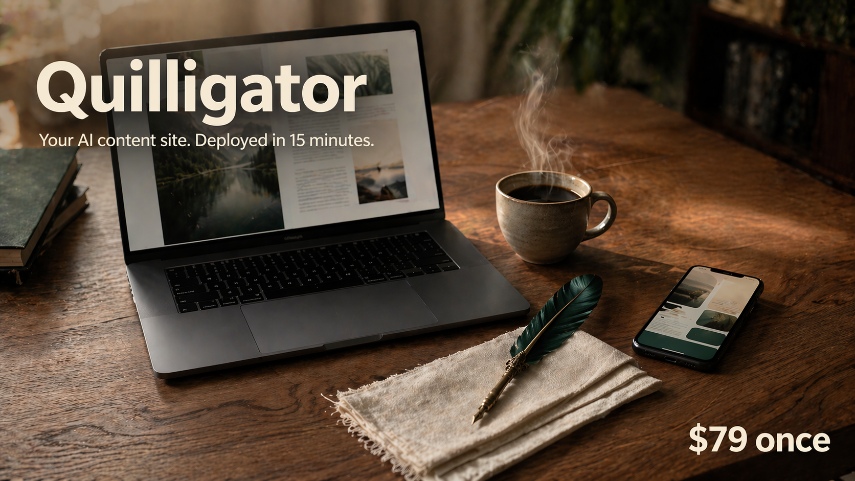 Quilligator — your AI content site. Deployed in 15 minutes.